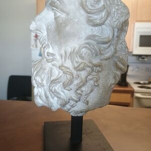 White Classical Bust Sculpture on Stand - Home Art Accent